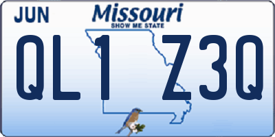 MO license plate QL1Z3Q
