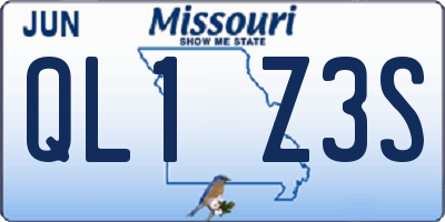 MO license plate QL1Z3S