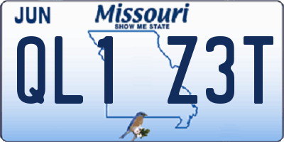 MO license plate QL1Z3T