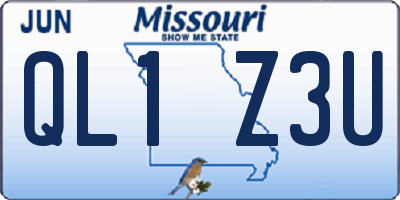 MO license plate QL1Z3U
