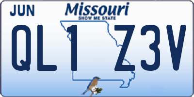 MO license plate QL1Z3V
