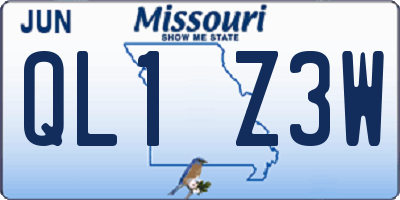 MO license plate QL1Z3W