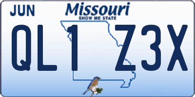 MO license plate QL1Z3X