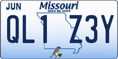 MO license plate QL1Z3Y