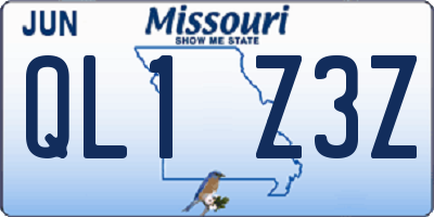 MO license plate QL1Z3Z