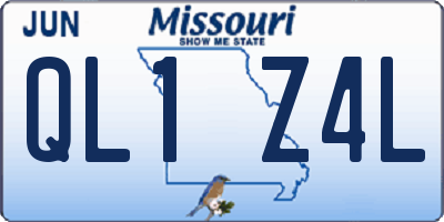 MO license plate QL1Z4L
