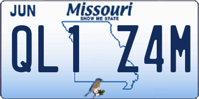 MO license plate QL1Z4M