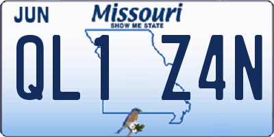 MO license plate QL1Z4N