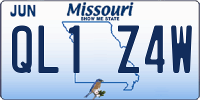MO license plate QL1Z4W