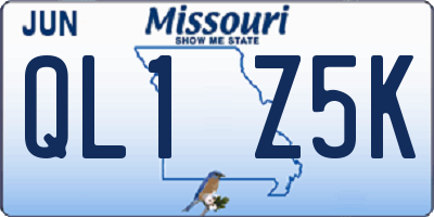 MO license plate QL1Z5K