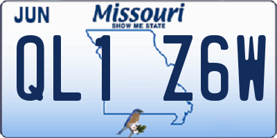 MO license plate QL1Z6W