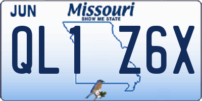 MO license plate QL1Z6X