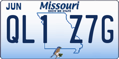 MO license plate QL1Z7G