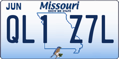MO license plate QL1Z7L