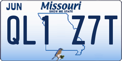 MO license plate QL1Z7T
