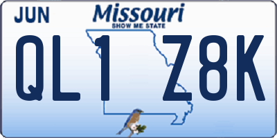 MO license plate QL1Z8K