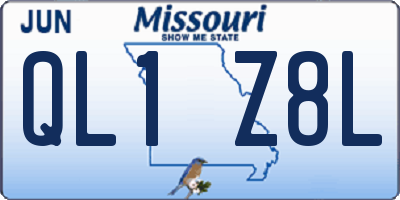 MO license plate QL1Z8L