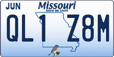 MO license plate QL1Z8M