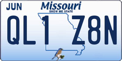 MO license plate QL1Z8N