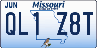 MO license plate QL1Z8T