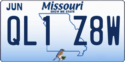 MO license plate QL1Z8W