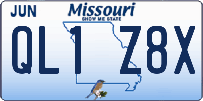 MO license plate QL1Z8X