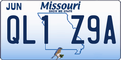 MO license plate QL1Z9A