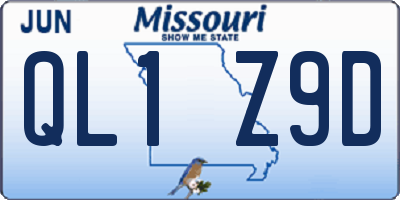 MO license plate QL1Z9D