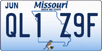 MO license plate QL1Z9F