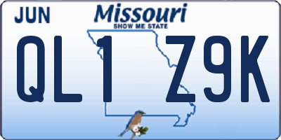 MO license plate QL1Z9K