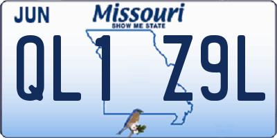 MO license plate QL1Z9L