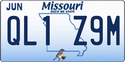 MO license plate QL1Z9M