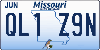 MO license plate QL1Z9N