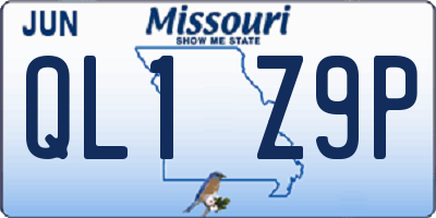 MO license plate QL1Z9P