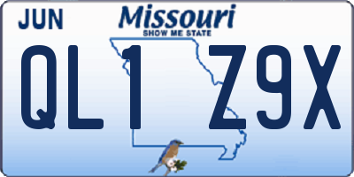 MO license plate QL1Z9X