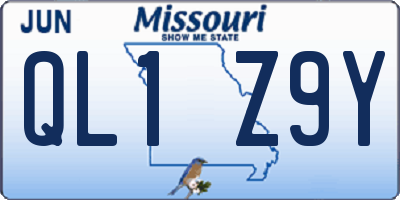 MO license plate QL1Z9Y