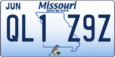 MO license plate QL1Z9Z