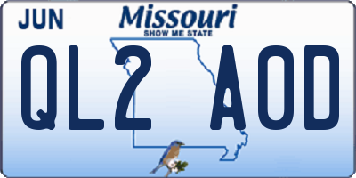 MO license plate QL2A0D