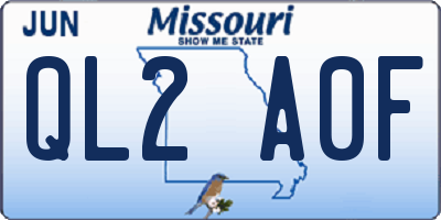 MO license plate QL2A0F