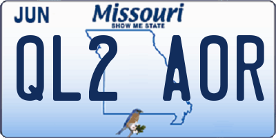 MO license plate QL2A0R