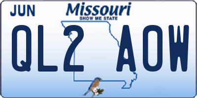 MO license plate QL2A0W