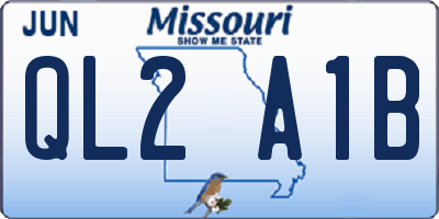 MO license plate QL2A1B