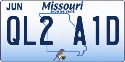 MO license plate QL2A1D