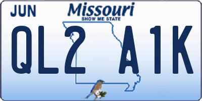 MO license plate QL2A1K