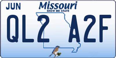 MO license plate QL2A2F