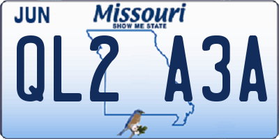 MO license plate QL2A3A
