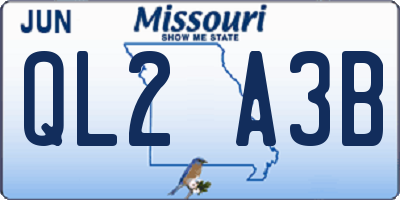 MO license plate QL2A3B