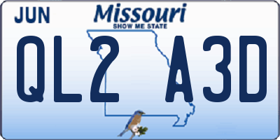 MO license plate QL2A3D