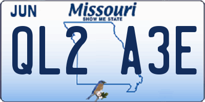 MO license plate QL2A3E