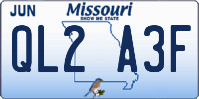 MO license plate QL2A3F